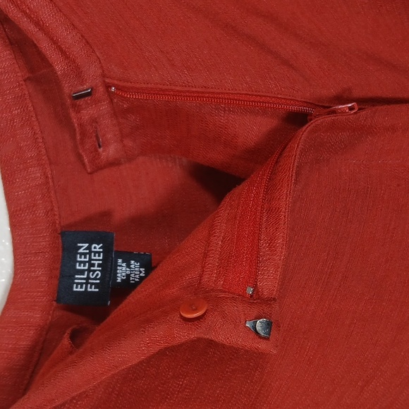 EILEEN FISHER Rust Orange Linen Blend Cropped Wide Leg Pants - Picture 5 of 9